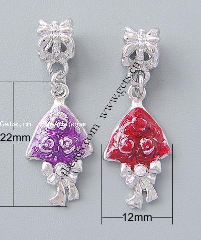 Zinc Alloy European Pendants, plated, without troll & enamel & with rhinestone, more colors for choice, nickel, lead & cadmium free, 22x12x3mm, Hole:Approx 4.5mm, Sold By PC