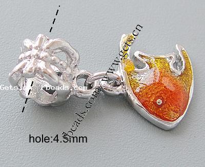 Zinc Alloy European Pendants, Fish, plated, without troll & enamel, more colors for choice, nickel, lead & cadmium free, 13x10x3mm, Hole:Approx 4.5mm, Sold By PC