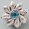 grano Europeo de aleación Zinc con diamante, aleación de zinc, Flor, chapado, sin rosca & con diamantes de imitación, más colores para la opción, libre de níquel, plomo & cadmio, 10x10x10mm, agujero:aproximado 4.2-4.5mm, Vendido por UD