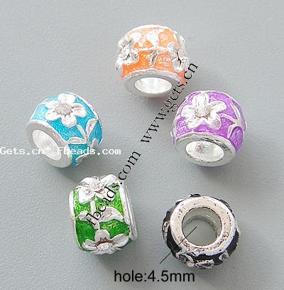 Émail Zinc Alloy European Beads, alliage de zinc, tambour, Placage, sans filetage & émail & avec strass & grand trou, plus de couleurs à choisir, protéger l'environnement, sans nickel, plomb et cadmium, 9x7mm, Trou:Environ 4.5mm, Vendu par PC