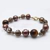 Gemstone Pearl Bracelets, Freshwater Pearl, with Tiger Eye, 7-8mm;8mm;4mm Inch 