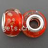 Perles murano European plaqué d'argent avec double noyau , chalumeau, rondelle, Plaqué de couleur d'argent, noyau double de pacfung sans filetage, rouge Environ 5mm, Vendu par PC