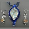 Lampwork Jewelry Sets, earring & necklace, brass lobster clasp, brass earring hook, Teardrop  Inch 