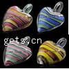 Lampwork Pendants, Heart, handmade, stripe Approx 8mm 