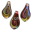 Lampwork Pendants, Leaf, handmade, gold sand Approx 10mm 