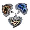 Lampwork Pendants, Heart, handmade, silver foil Approx 6mm 