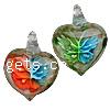 Inner Flower Lampwork Pendants, Heart, gold sand Approx 7mm 