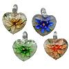 Inner Flower Lampwork Pendants, Heart, gold sand Approx 7mm 