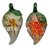 Inner Flower Lampwork Pendants, Leaf, gold sand Approx 7mm 