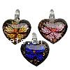 Inner Flower Lampwork Pendants, Heart, gold sand Approx 7mm 