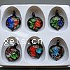 Inner Flower Lampwork Pendants, with Plastic Box, Heart, gold sand, mixed colors Approx 7mm 