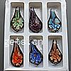 Colgantes de cristal de flor interior, Cristal de murano, con Caja de plástico, mixto & arena dorada, 51x21x11mm, agujero:aproximado 9mm, 6PCs/Caja, Vendido por Caja