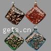 Lampwork Pendants, Rhombus, handmade, gold sand Approx 8mm 