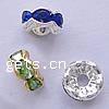 Wave Rondelle Rhinestone Spacer, Brass, plated, with rhinestone Grade A, 7mm Approx 1.7mm 