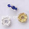 Wave Rondelle Rhinestone Spacer, Brass, plated, with rhinestone Grade AAA, 6mm Approx 1.3mm 