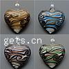 Lampwork Pendants, Heart, handmade, gold sand Approx 8mm 