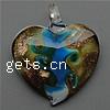 Lampwork Pendants, Heart, handmade, gold sand Approx 7mm 