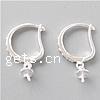 Sterling Silver Hoop Earring Component, 925 Sterling Silver, Donut, plated, with cubic zirconia 