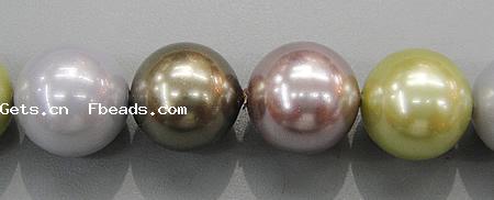 South Sea Shell Beads, Round, different size for choice, mixed colors, nickel, lead & cadmium free, Grade A, Hole:Approx 1mm, Length:16 Inch, Sold By Strand