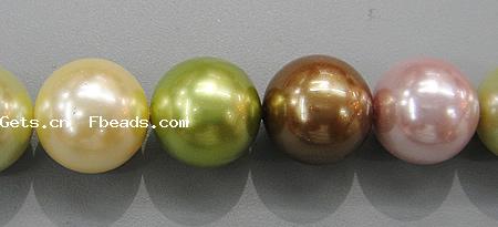 South Sea Shell Beads, Round, different size for choice, mixed colors, nickel, lead & cadmium free, Grade A, Hole:Approx 1mm, Length:16 Inch, Sold By Strand