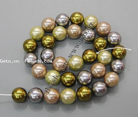 South Sea Shell Beads, Round, different size for choice, mixed colors, lead free, Grade A, Hole:Approx 1mm, Length:16 Inch, Sold By Strand