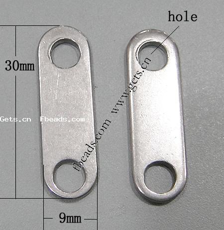 Barra Conectora de Acero Inoxidable, Óvalo, Modificado para requisitos particulares, 30x9x1.8mm, agujero:aproximado 5mm, 2000PCs/Bolsa, Vendido por Bolsa