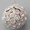 Rhinestone Brass Pendants, Round, plated, with rhinestone & hollow Approx 2mm 