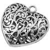 Zinc Alloy Heart Pendants, plated, hollow Approx 3.5mm 