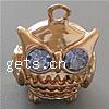 Zinc Alloy Rhinestone Pendants, Owl, with rhinestone, blue, cadmium free Approx 2mm 