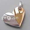 Stainless Steel Heart Pendants, plated, deformable & with rhinestone Approx 