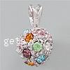 Zinc Alloy Rhinestone Pendants, Round, plated, with rhinestone nickel, lead & cadmium free Approx 2mm 