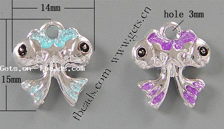 Colgantes de esmalte de la aleación del cinc, aleación de zinc, Pez, chapado, más colores para la opción, 15x14x3mm, agujero:aproximado 2mm, Vendido por UD