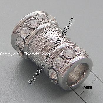 Strass Zink Legierung Europa Perlen, Zinklegierung, Rohr, plattiert, keine, 16.5x11mm, Bohrung:ca. 5mm, verkauft von PC