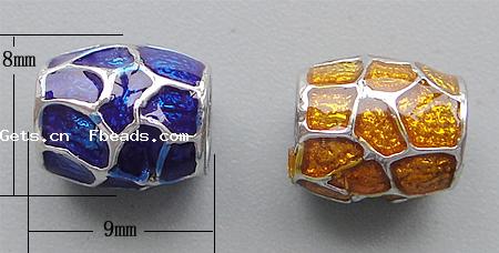 Gota de Europeo de aleación de zinc con esmalte, Tambor, chapado, sin rosca & agujero largo, más colores para la opción, libre de níquel, plomo & cadmio, 9x8mm, agujero:aproximado 4.5mm, Vendido por UD