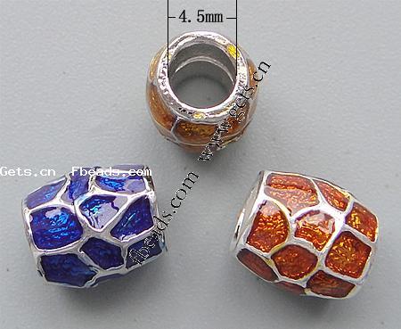 Gota de Europeo de aleación de zinc con esmalte, Tambor, chapado, sin rosca & agujero largo, más colores para la opción, libre de níquel, plomo & cadmio, 9x8mm, agujero:aproximado 4.5mm, Vendido por UD