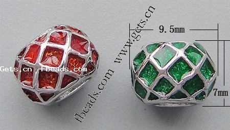 Émail Zinc Alloy European Beads, alliage de zinc, rondelle, Placage, sans filetage & émail & grand trou, plus de couleurs à choisir, protéger l'environnement, sans nickel, plomb et cadmium, 9.5x7mm, Trou:Environ 4.5mm, Vendu par PC