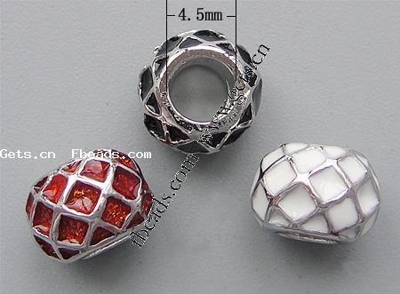 Gota de Europeo de aleación de zinc con esmalte, Toroidal, chapado, sin rosca & agujero largo, más colores para la opción, libre de níquel, plomo & cadmio, 9.5x7mm, agujero:aproximado 4.5mm, Vendido por UD