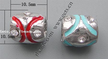 Gota de Europeo de aleación de zinc con esmalte, Tambor, chapado, sin rosca & agujero largo, más colores para la opción, libre de níquel, plomo & cadmio, 10.5x10.5mm, agujero:aproximado 4.5mm, Vendido por UD