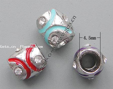 Émail Zinc Alloy European Beads, alliage de zinc, tambour, Placage, sans filetage & émail & grand trou, plus de couleurs à choisir, protéger l'environnement, sans nickel, plomb et cadmium, 10.5x10.5mm, Trou:Environ 4.5mm, Vendu par PC