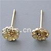 Brass Earring Stud Component, Flower, plated 