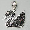 Swarovski® Kristall Sterling Silber Anhänger, 925 Sterling Silber, mit Swarovski, Herz, 22x19x9mm, Bohrung:ca. 7x5mm, verkauft von PC