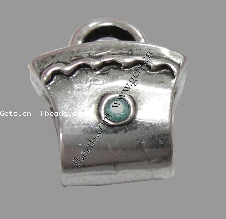 grano Europeo de aleación Zinc con diamante, aleación de zinc, Bolso de Mano, chapado, sin rosca & con diamantes de imitación, más colores para la opción, 12x11x8mm, agujero:aproximado 4.5mm, Vendido por UD