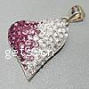 Swarovski® Kristall Sterling Silber Anhänger, 925 Sterling Silber, mit Swarovski, Herz, 18x17x6mm, Bohrung:ca. 5x4mm, verkauft von PC