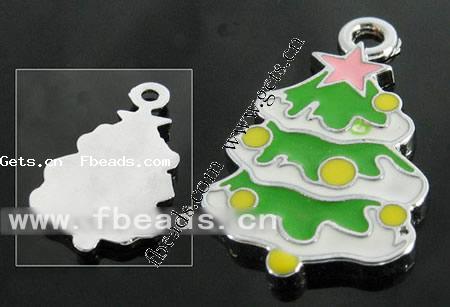 Zinc Alloy Christmas Pendants, Christmas Tree, plated, Christmas jewelry & enamel, more colors for choice, 26x15x2mm, Hole:Approx 2mm, Sold By PC