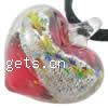 Lampwork Pendants, Heart, handmade, silver foil Approx 3mm 