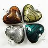 Lampwork Pendants, Heart, handmade, silver foil Approx 6mm 