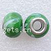 Perles murano European plaqué d'argent avec double noyau , chalumeau, rondelle, Plaqué de couleur d'argent, noyau double de pacfung sans filetage, vert Environ 5mm, Vendu par PC