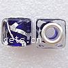 Perles murano European plaqué d'argent avec double noyau , chalumeau, cube, Plaqué de couleur d'argent, noyau double de pacfung sans filetage, 13mm Environ 5mm, Vendu par PC