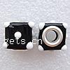 Silber Doppel-Kern-Lampwork-Europa-Perlen, Lampwork, Würfel, antik silberfarben plattiert, Kupfernickel-Dual-Core ohne troll, schwarz, 13mm, Bohrung:ca. 5mm, verkauft von PC