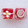 Perles murano European plaqué d'argent avec double noyau , chalumeau, cube, Plaqué de couleur d'argent, noyau double de pacfung sans filetage, rouge, 13mm Environ 5mm, Vendu par PC